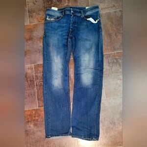 Diesel Blue Waykee Straight Jeans with Natural Fading